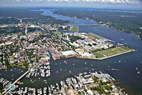A River Shot of Annapolis Yacht Club and US Naval Academy