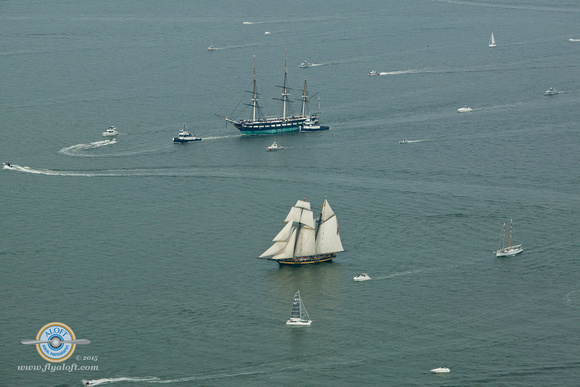 USS Constellation and Pride of Baltimore II Share the Water