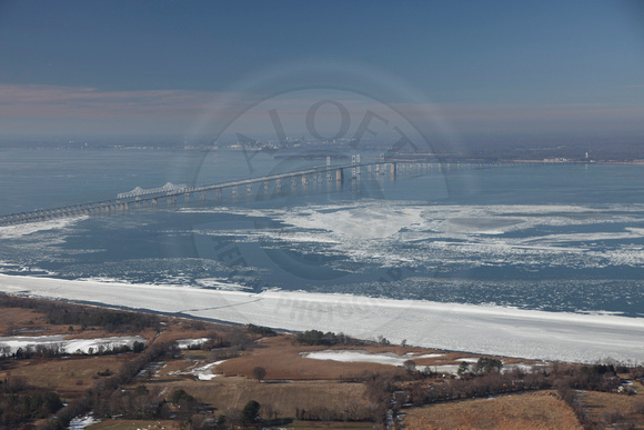 Ice on the Bay at the Chesapeake Bay Bridge