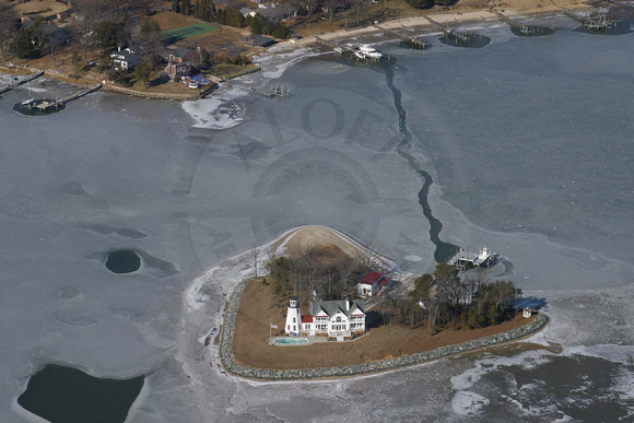 Little Island on Magothy River Surrounded by Ice